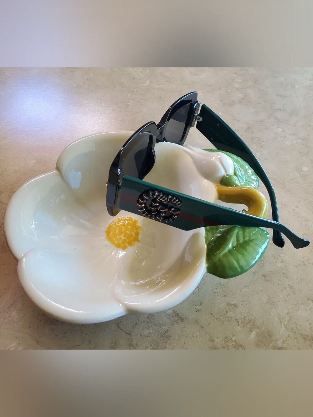 Black Frame with Teal Arms Women's Square Sunglasses